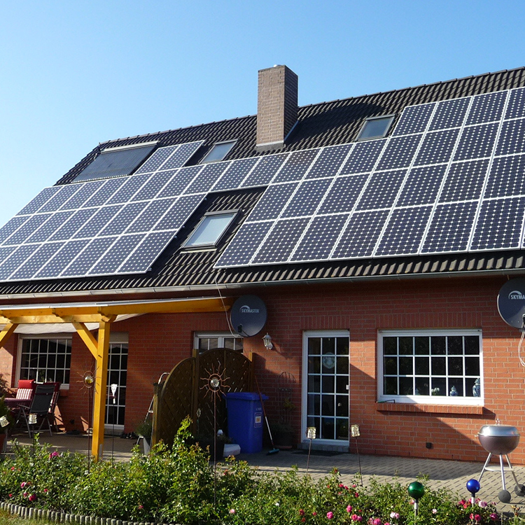 广东志升光伏家庭户用太阳能光伏发电站 采用铝合金支架 隆基乐叶光伏板 古瑞瓦特逆变器 别墅平铺光伏发电棚 5600-5800元一千瓦