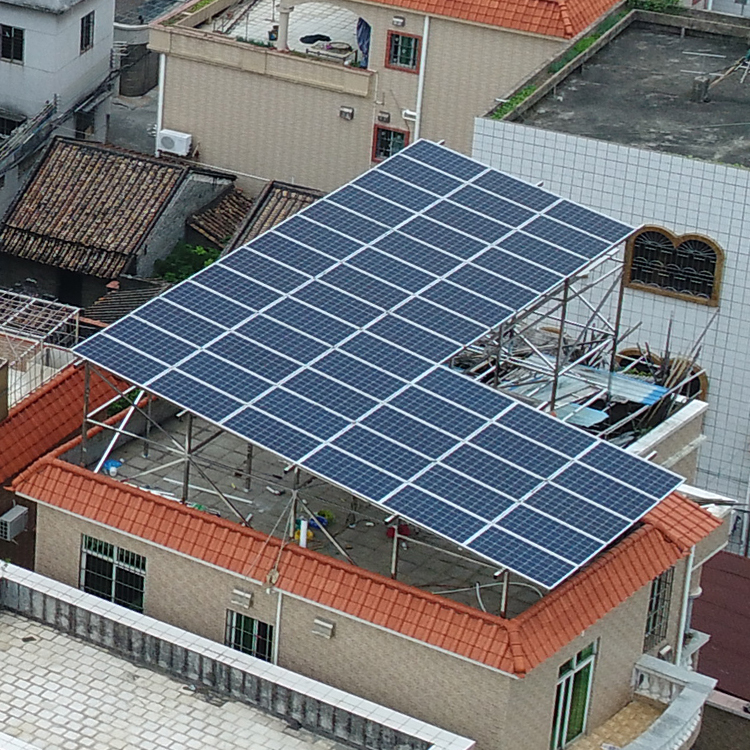 志升光伏民用光伏发电站 采用304不锈钢支架 隆基乐叶光伏板 古瑞瓦特逆变器 户用高架双面光伏发电棚 7100-7300元一千瓦